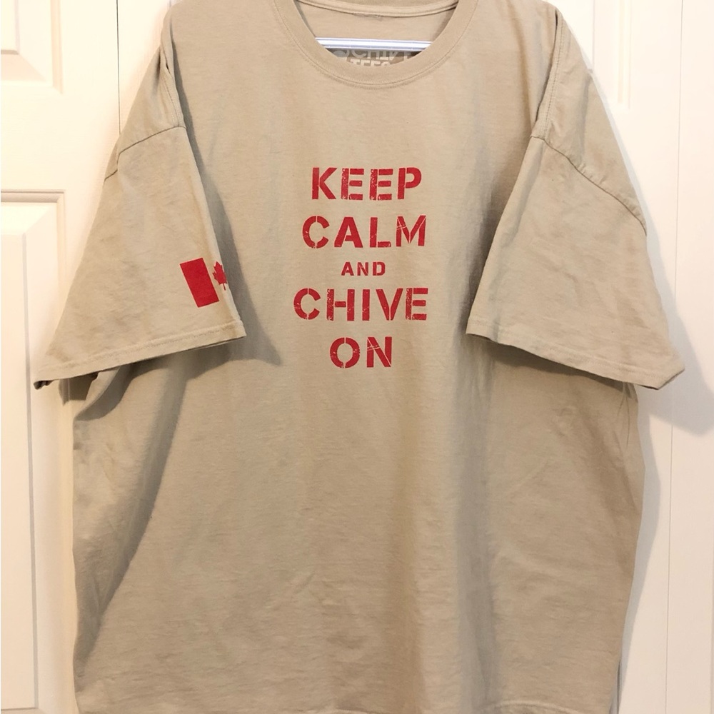 The Chive KCCO Canadian Military Keep Calm & Chive On T Shirt Men 3XL Beige EUC